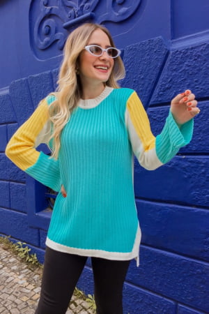 Blusa Tricot Color Block Blusa Tricot Color Block